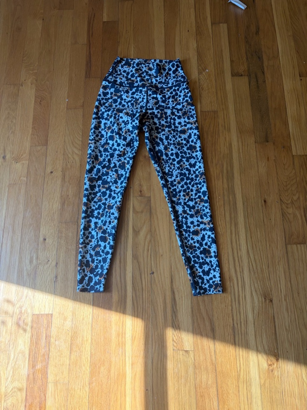 Sage Girls' Blue and Brown Leopard-Print Leggings